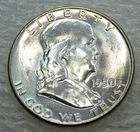 1950 P Franklin Half Dollar BU Frosty White Luster in saflip #M334