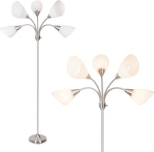 Floor Lamp, 5 Adjustable Neck Heads with Lampshades, Multi-Light Standing Readin