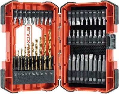 46-Piece Drill Bit Set, 1/16'' to 7/32'', for Wood, Metal, PVC, Plastic