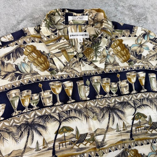 Pierre Cardin, VTG 90s Pierre Cardin Men’s L Multicolor Tropical Hawaiian Rayon Shirt Drape