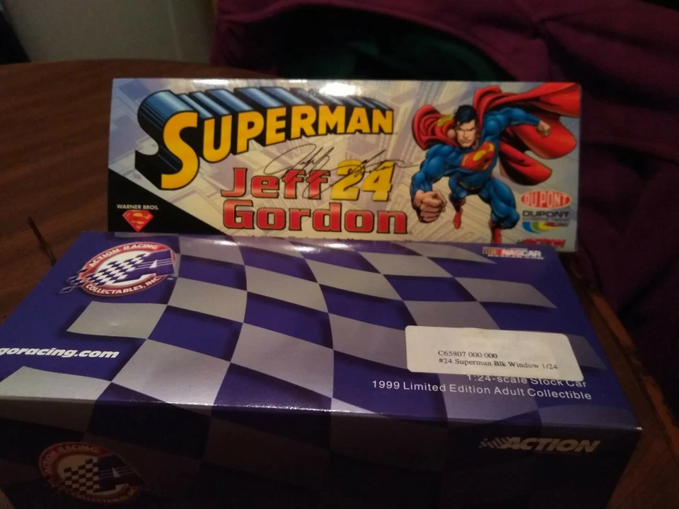 2 Jeff Gordon Rare Superman 1:24 Black Window and Clear Window #24 Stock Cars  - Image 4 of 4