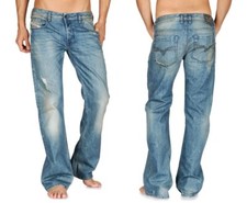 Diesel Zathan Regular Bootcut - Wash 0884C - Distressed Blue Jeans - Mens Pants