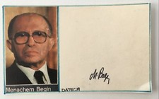 Menachem Begin Signed Autographed 3x5 Card Full JSA Letter Israel