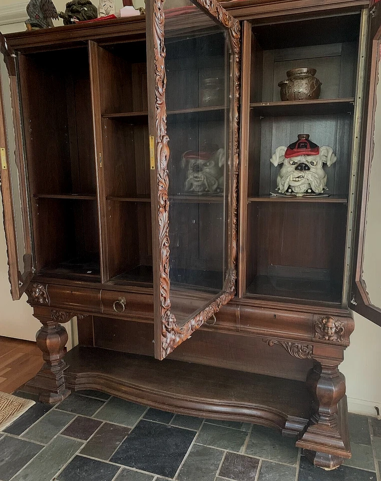 Gabinete de madera tallada China Sirena Ángeles Pájaros Credenza Buffet Armario Pick NJ Foto 4 de 4