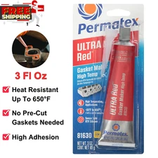 81630 Ultra Red High Temperature Gasket Maker, Non-Flammable, Non-Toxic, 3 Oz
