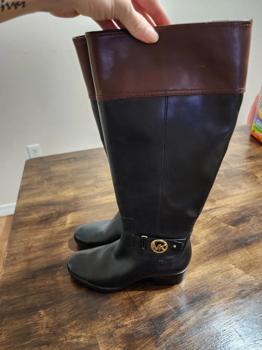 Womens michael kors fulton clearance harness boots in black/mocha