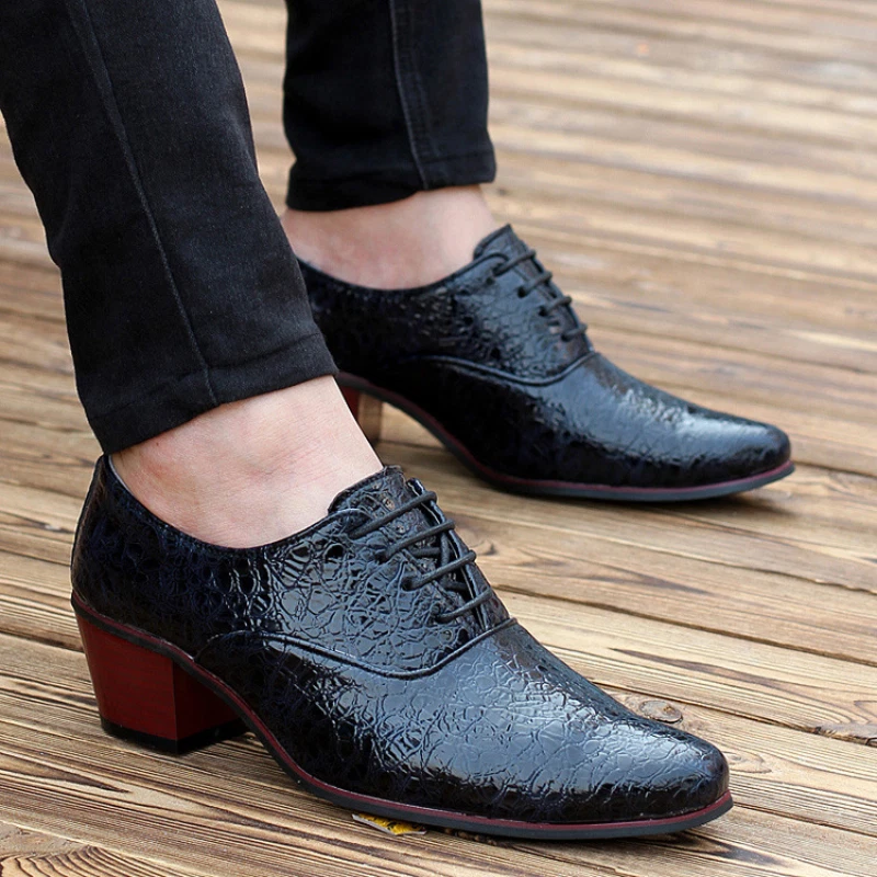 Men's Dress Shoes Leather | Shoes High Leather Men | Men's Shoes High Heels  - Leather - Aliexpress