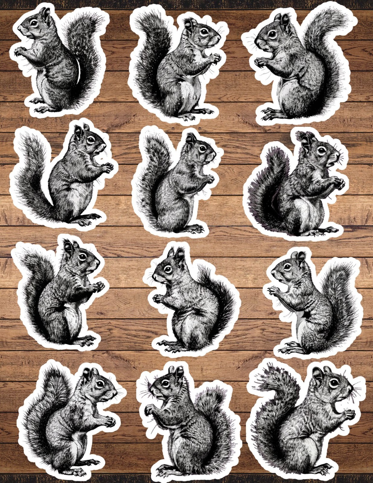 Squirrel Die Cut Vinyl Stickers Set Scrapbooking Laptop Waterbottle | eBay