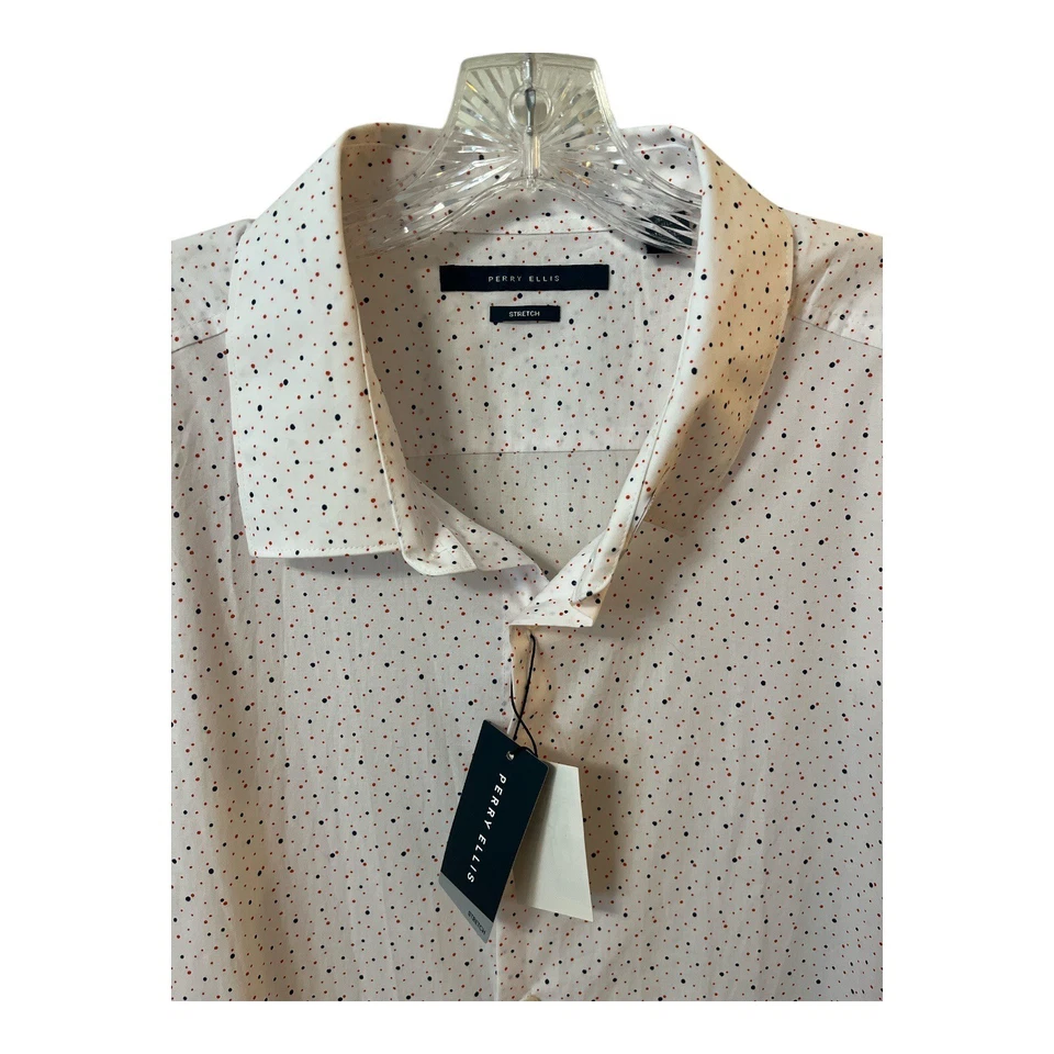 Perry Ellis Button-Up Shirt – White/Red/Blue – XXL – New - Image 2 of 4