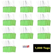 1000 pcs of 4 3/4" x 2 3/8" Size 5 Green Tags with Wire Inventory Hang Tag 13 Pt