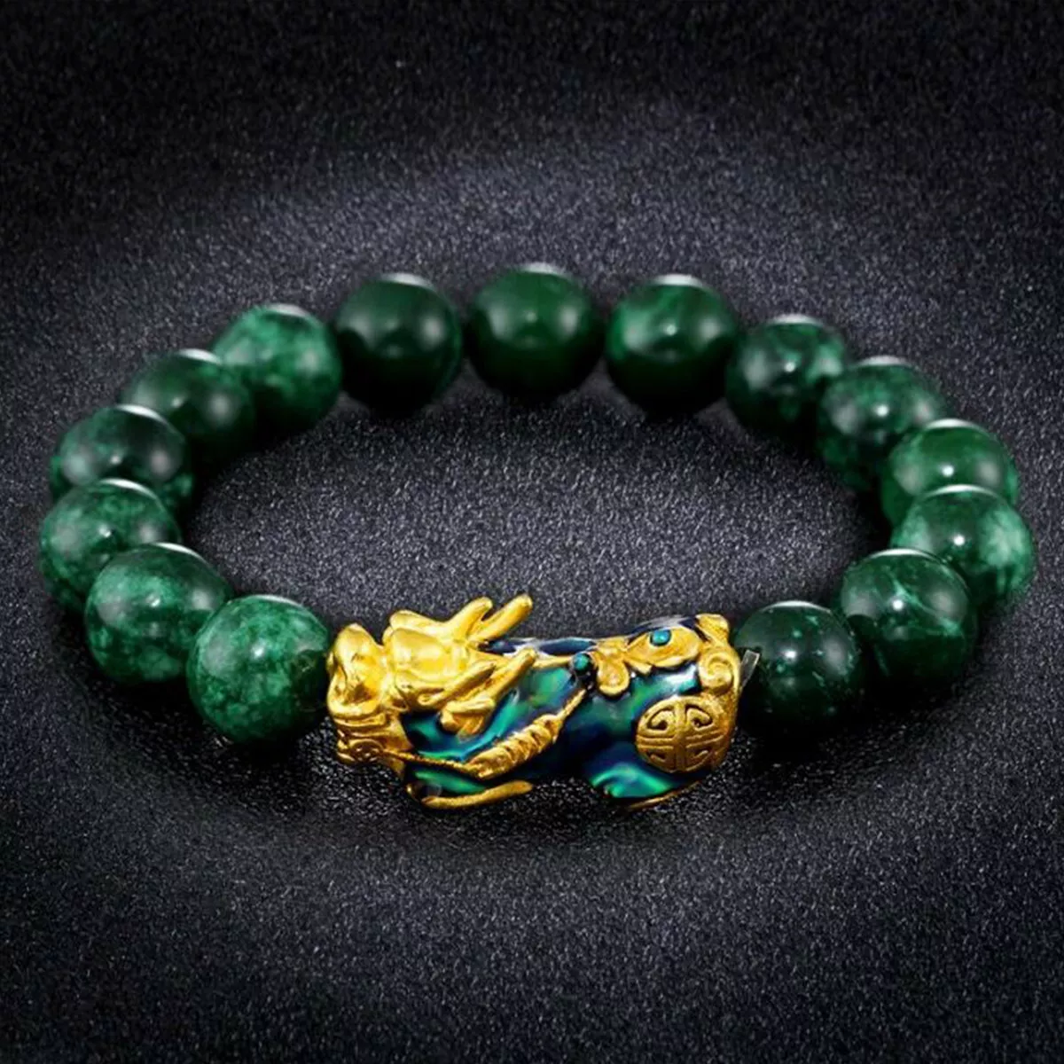 567] Black Obsidian, Gold or Silver Sheen Obsidian, Emerald Jade Green Iron  Dragon with Faceted Hematite Bracelet, Women's Fashion, Jewelry &  Organisers, Bracelets on Carousell