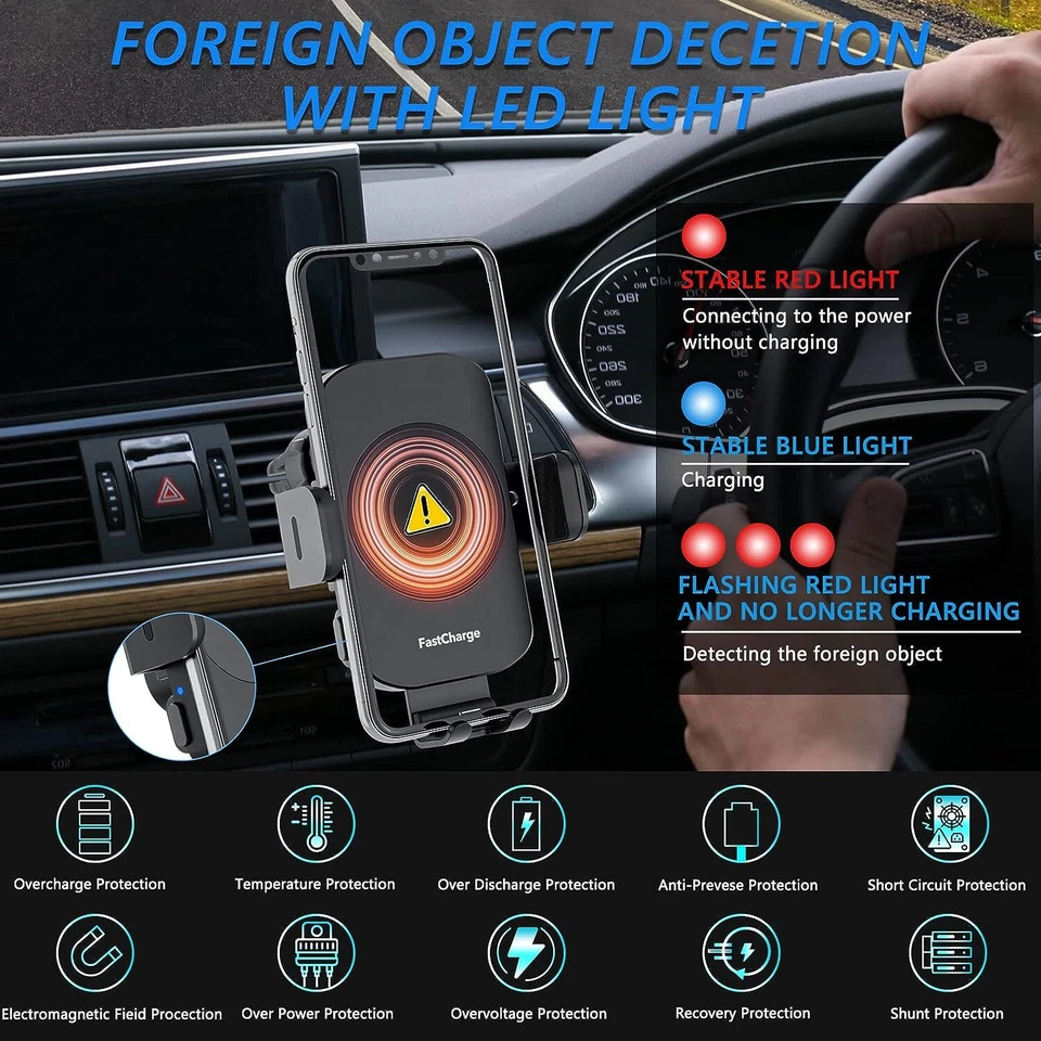 15W Wireless Charger Car Dashboar AirVent Magnetic Holder iPhone13 14 15 Pro Max - Image 4 of 4