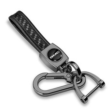 GMC Black Carbon Fiber Strap Gunmetal Hook Key Chain
