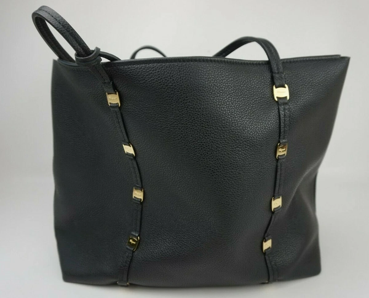 Salvatore Ferragamo Black Emotion Large Leather Tote Bag & Wristlet