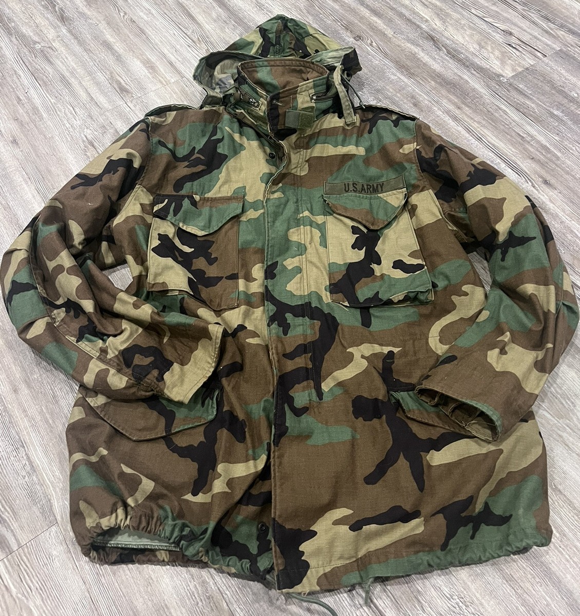 US Army Military Field Cold Weather Camouflage Hooded Coat 
