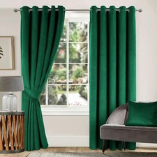 Thick Velvet Curtains Blackout Ring Top Eyelet Curtains Ready Made Fully Lined