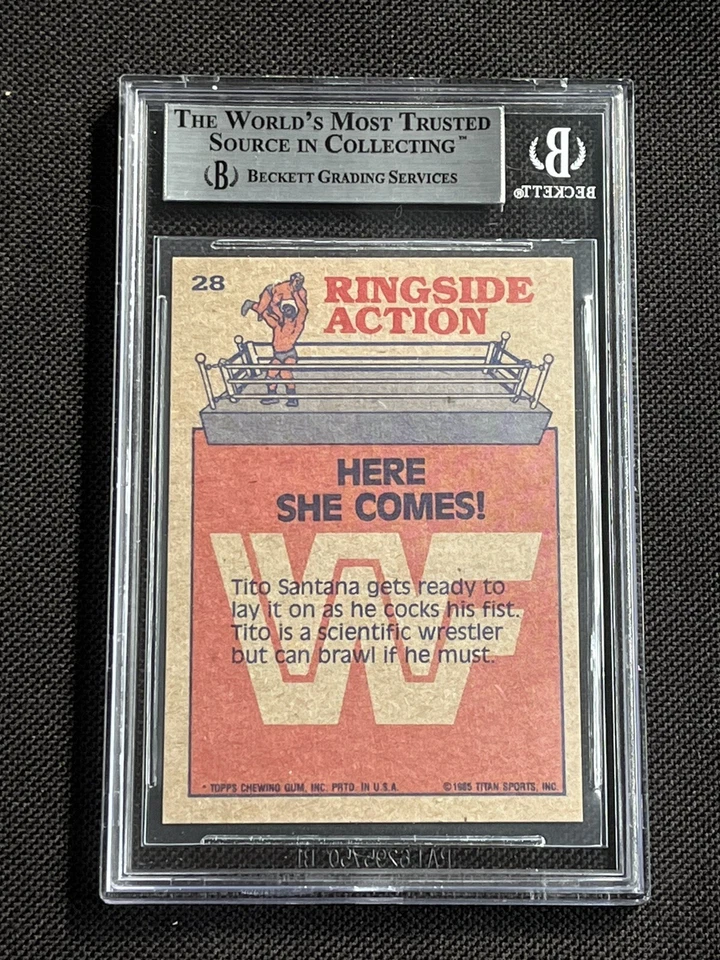 TITO SANTANA 1985 TOPPS WWF SIGNED AUTOGRAPHED CARD BECKETT BAS AUTHENTIC - Image 2 of 2