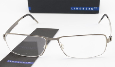 LINDBERG Brille 9501 56-16 135 c10 Strip Titanium Silber Grau Matt Mann L NOS