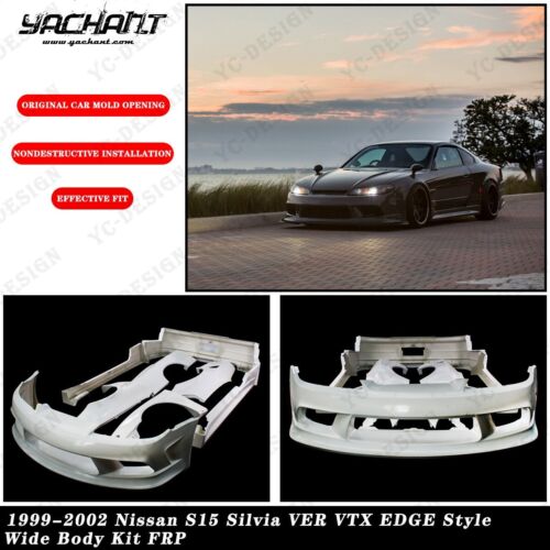 FRP Kit For 99-02 Nissan S15 Silvia VER-VTX-EDGE Wide Body Kit FENDER BUMPER - Foto 1 di 24