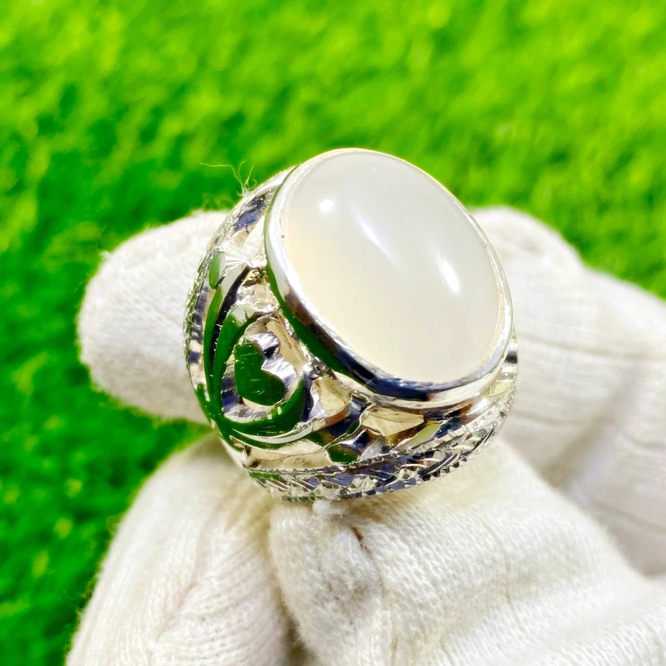 Anillo de piedra lunar natural anillo de piedra lunar original anillo de piedra lunar real para mujer Foto 3 de 4