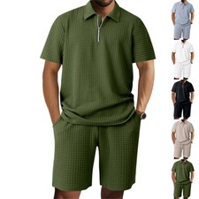 Mens Tracksuit 2-Piece Set Short Sleeve T Shirt Shorts Sweatsuit Outfit Set