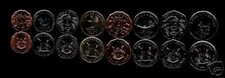 UGANDA 1 2 5 10 50 100 200 500 SHILLINGS 1987-2003 ANIMAL UNC COIN 8 PCS SET