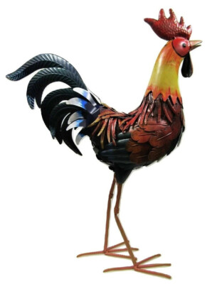 Country Rustic 24'' Tall Dark Colored Metal Rooster Chicken Yard Garden Art Farm