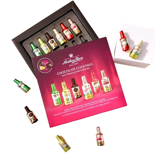 Anthon Berg Cocktails Liqueurs 8 Chocolates Bottles Shaped Premium Famous 125g