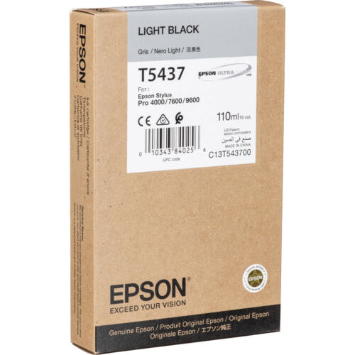 GENUINE AUTHENTIC EPSON T5437 LIGHT BLACK INK CARTRIDGE C13T543700 - Picture 1 of 1