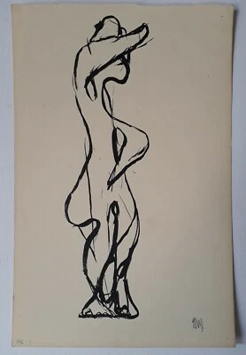 Willy Anthoons Dessin à l'encre noire, étude de personnage - Photo 1/4