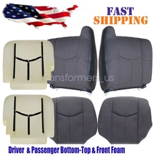 For Chevy Silverado 2003-2007 Dark Gray Driver & Passenger Seat Cover&Front Foam