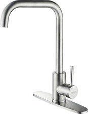 Square Kitchen Sink Faucet, Single Handle Swivel Bar Mixer with 3 Hole Deck Plat