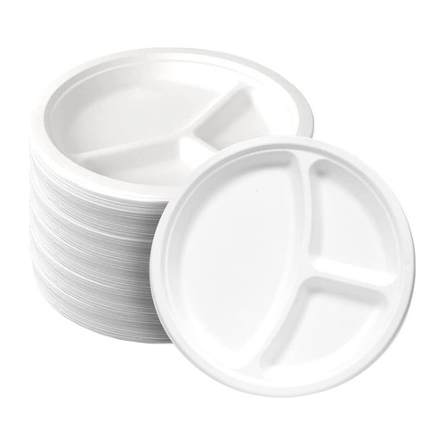 White Plastic Plates Reusable Dishes for Catering Party Beverage - Picture 2 of 21