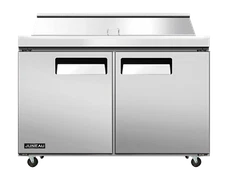 Omcan USA 58008 60" Two Section Sandwich / Salad Prep Table w/ 2 Doors, 16 Pans