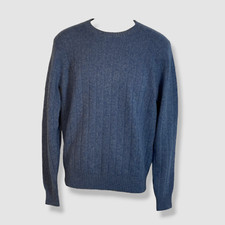  295 Neiman Marcus Men's Blue Cashmere/Wool Classic Knit Crew Sweater Size XL