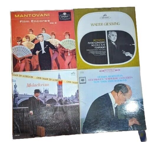 Vintage Vinyl LP, 4 Records - Mantovani, Walter Gieseking, Serkin, Beethoven 