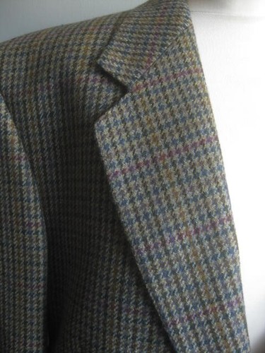 JAEGER WOOL TWEED JACKET 42 Long check 100% pure new mens smart lindy bop plaid