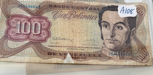 1992 Venezuela Banknote 100 bolivares South America Paper Currency Free Shipping - Picture 3 of 3