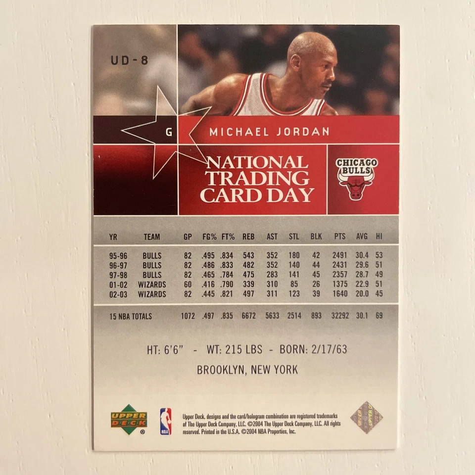 2004 Upper Deck National Trading Card Day Michael Jordan #UD-8 Bulls - Image 2 of 2