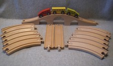 IKEA Wooden Magnetic Train Set, 14 Track Pcs, 3 Train Pcs Bridge - Incomplete