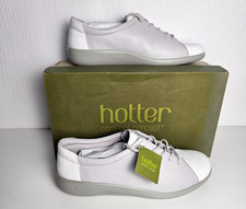 HOTTER Dew Shoes Womens 6.5 UK Ladies STD Salt Clay White Leather Boxed