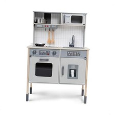 Wooden Kitchen Little Chef's Kitchenette Set with Light-up Oven, Microwave,