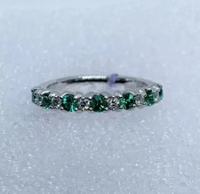 Natural Green Emerald 2Ct Round Cut Engagement Ring 14K White Gold Plated