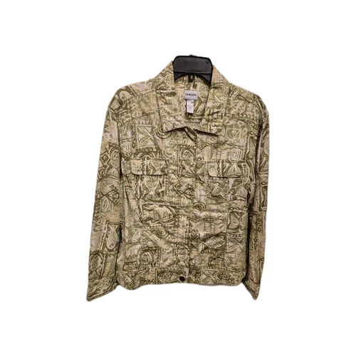 VETEMENTS Chicos Giacca Donna Shacket Bianco Primavera Verde Tg L Disegno Via Pesca