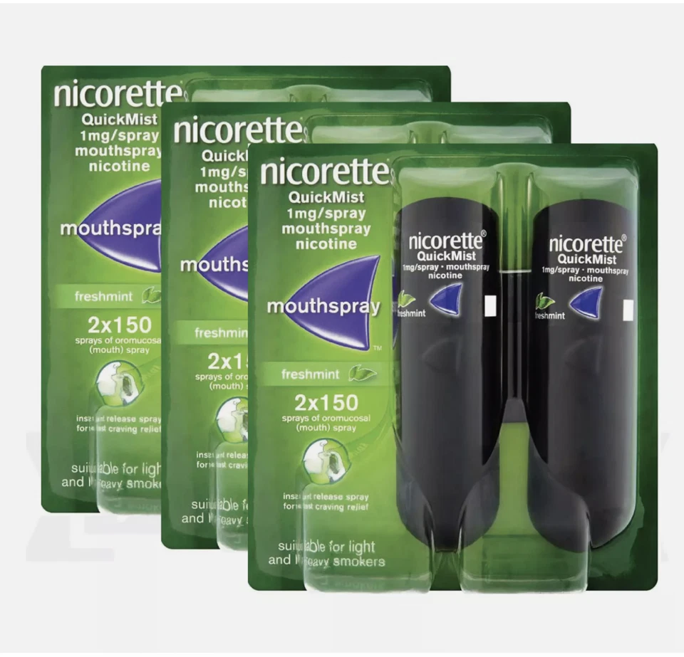 3X Nicorette Quickmist Duo, 2 x 150 Sprays ENVÍO GRATUITO EE. UU.  O_O! Foto 2 de 2