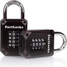 2 Pack Heavy Duty Waterproof Combination Lock 4 Digit Resettable Black