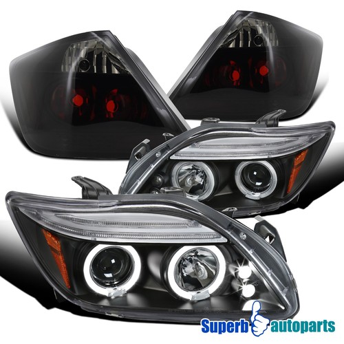 Fits 2005-2010 Scion tC Black LED Halo Projector Headlights+Tail Brake