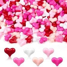 130 Pcs Acrylic Heart Beads, Heart Shaped Love Beads Large Hole Spacer Bead