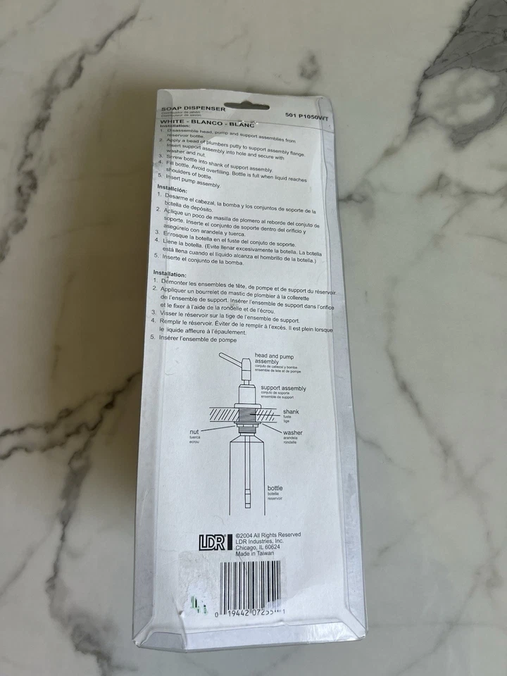 LDR Sink & faucet Soap dispenser Top fill S76 - 501 P1050WT - Image 2 of 3