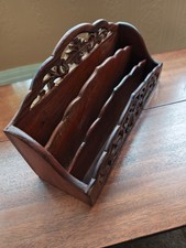 Vintage Indian Hand Carved Wooden Letter/Stationary Rack